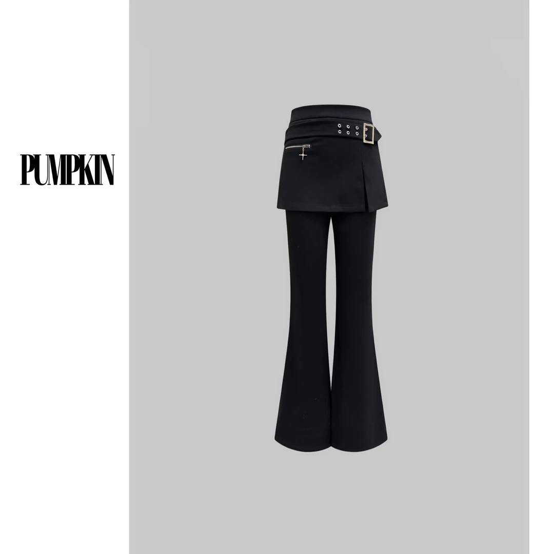 PUMPKIN· 【断码处理】大码叠穿高腰设计感裙裤显瘦西装微喇裤