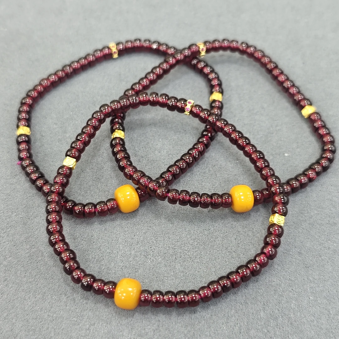 【书记甄选】天然原创石榴石单圈手链 多样性发一件 约3mm AT3988