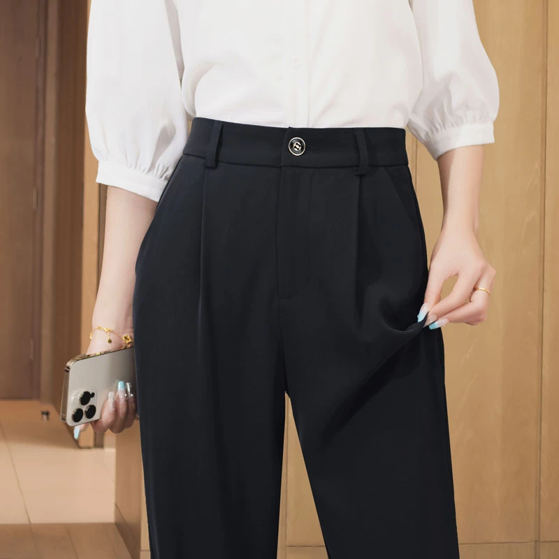 窄版阔腿裤女2025夏秋新款显瘦百搭西装裤宽松休闲垂感直筒裤子潮