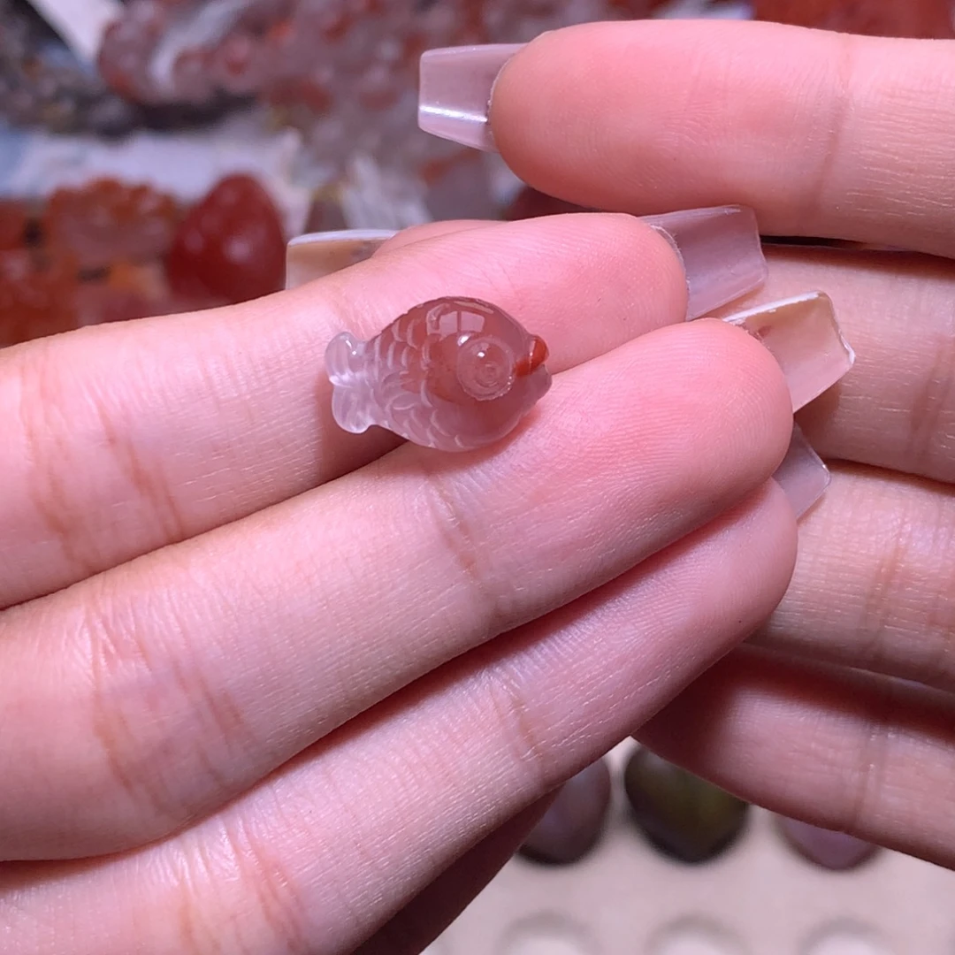 满***星南红玛瑙合金珠宝半成品嘟嘟鱼