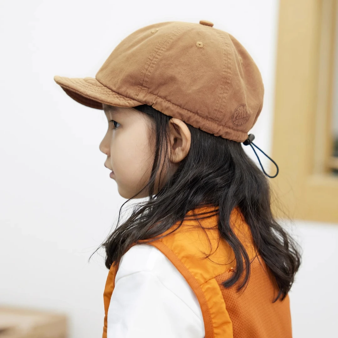 儿童日系抽绳短檐帽男童夏季百搭休闲鸭舌帽女童新款遮阳软顶帽子