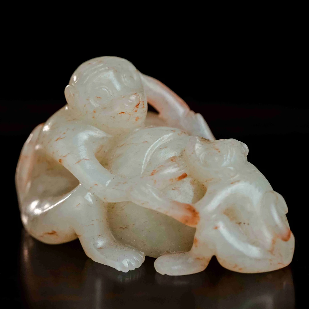 清代和田玉灵猴献寿-NX