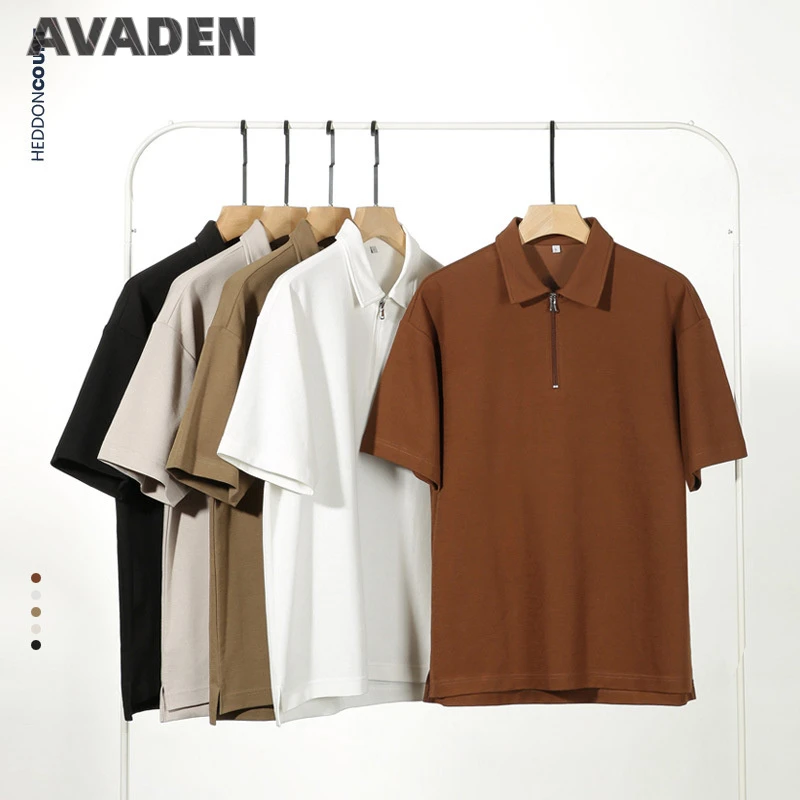 爆款潮牌大码宽松半拉链短袖POLO衫2025新款翻领休闲设计感时尚