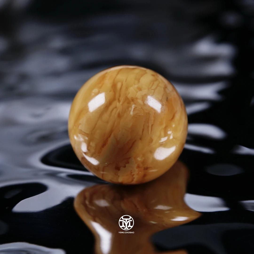 （18.0mm）18毫米小年份瓷白虎纹圆珠 一物一拍 天然俄料琥珀蜜蜡