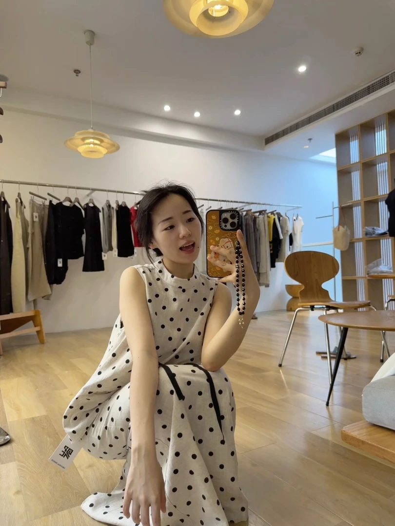 夏季复古小众无袖波点套装裙