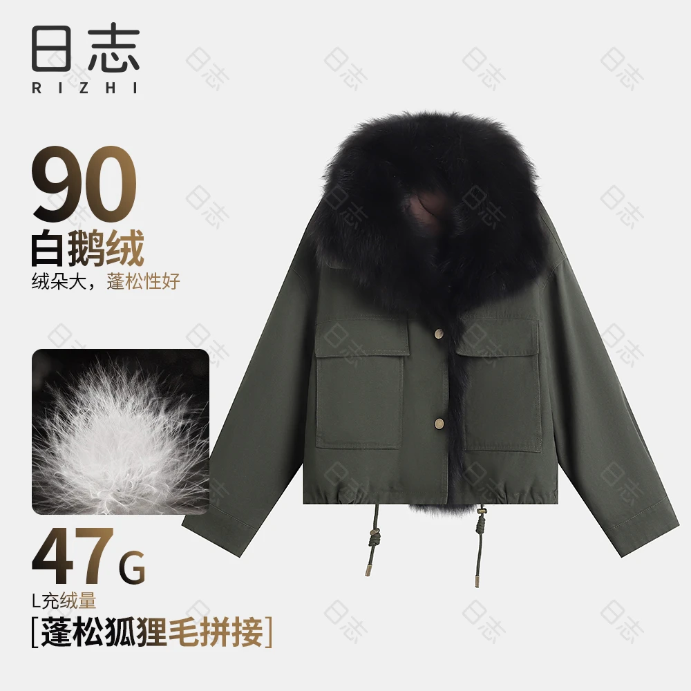 【狐狸毛】可拆卸毛领派克鹅绒服保暖厚冬季女士羽绒服DD54Y308