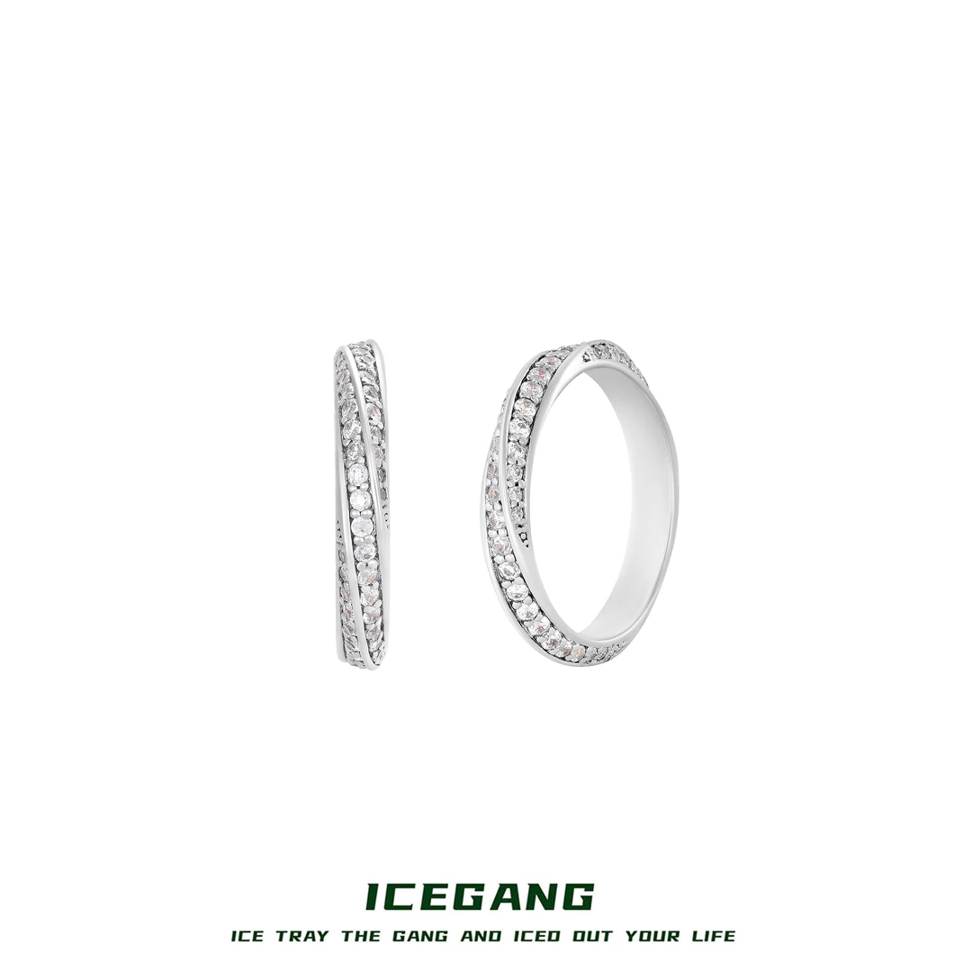 ICEGANG 925银莫桑石戒指 S925银满钻莫桑石莫比乌斯戒指男女百搭