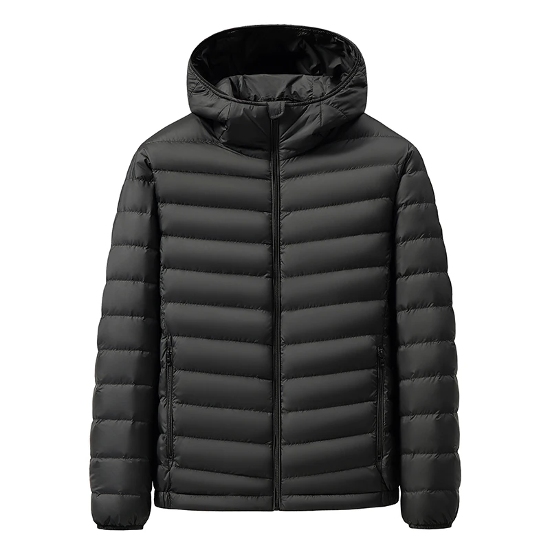 90白鸭绒轻薄款羽绒服男加肥加大码宽松连帽外套轻便薄款纯色上衣
