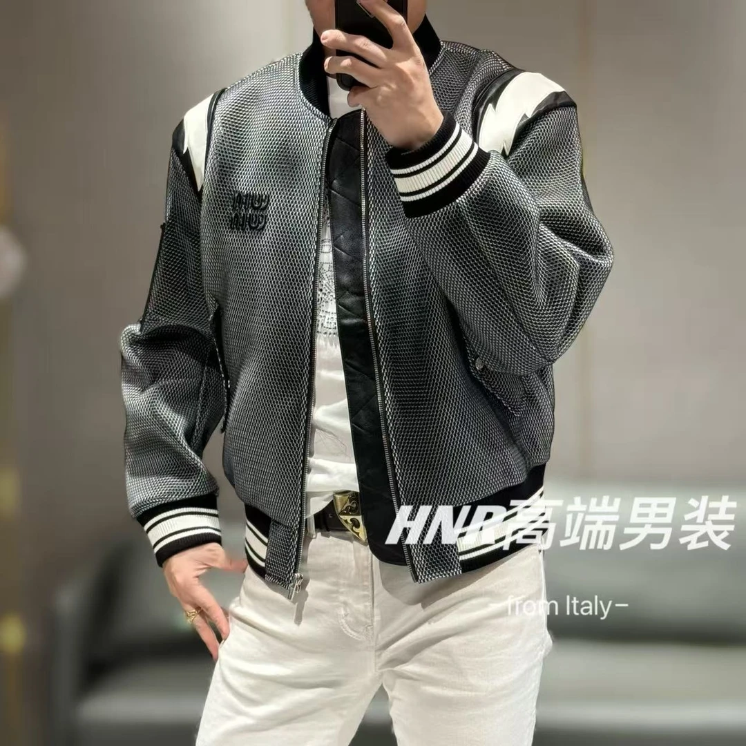 全手工拼皮5D蜂巢网眼空气层春季新品扩版夹克679