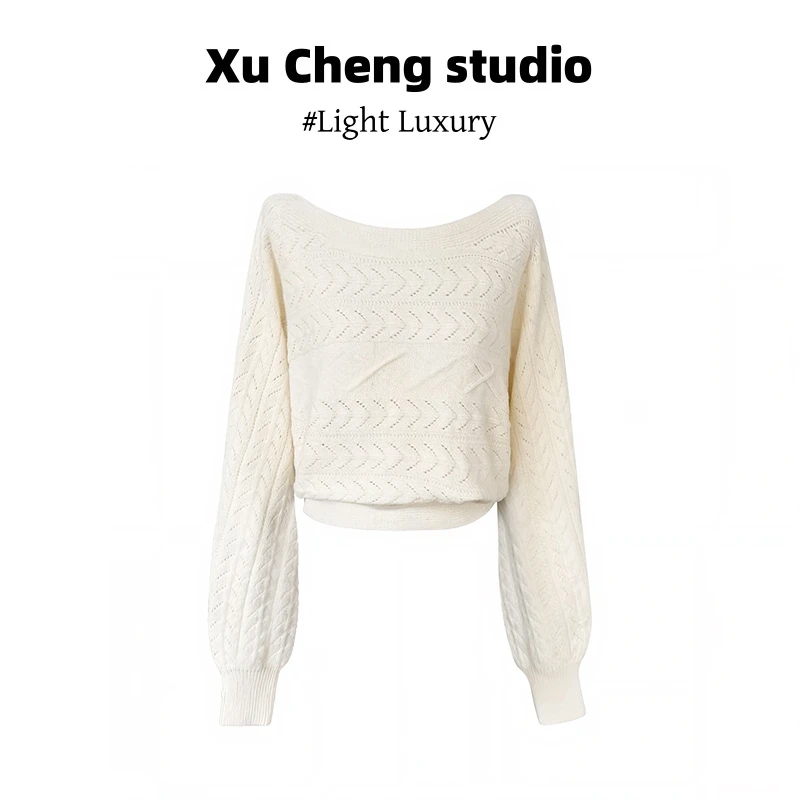 Xu Cheng显瘦时髦减龄短款穿搭毛衣韩系高级感软糯长袖针织衫女士