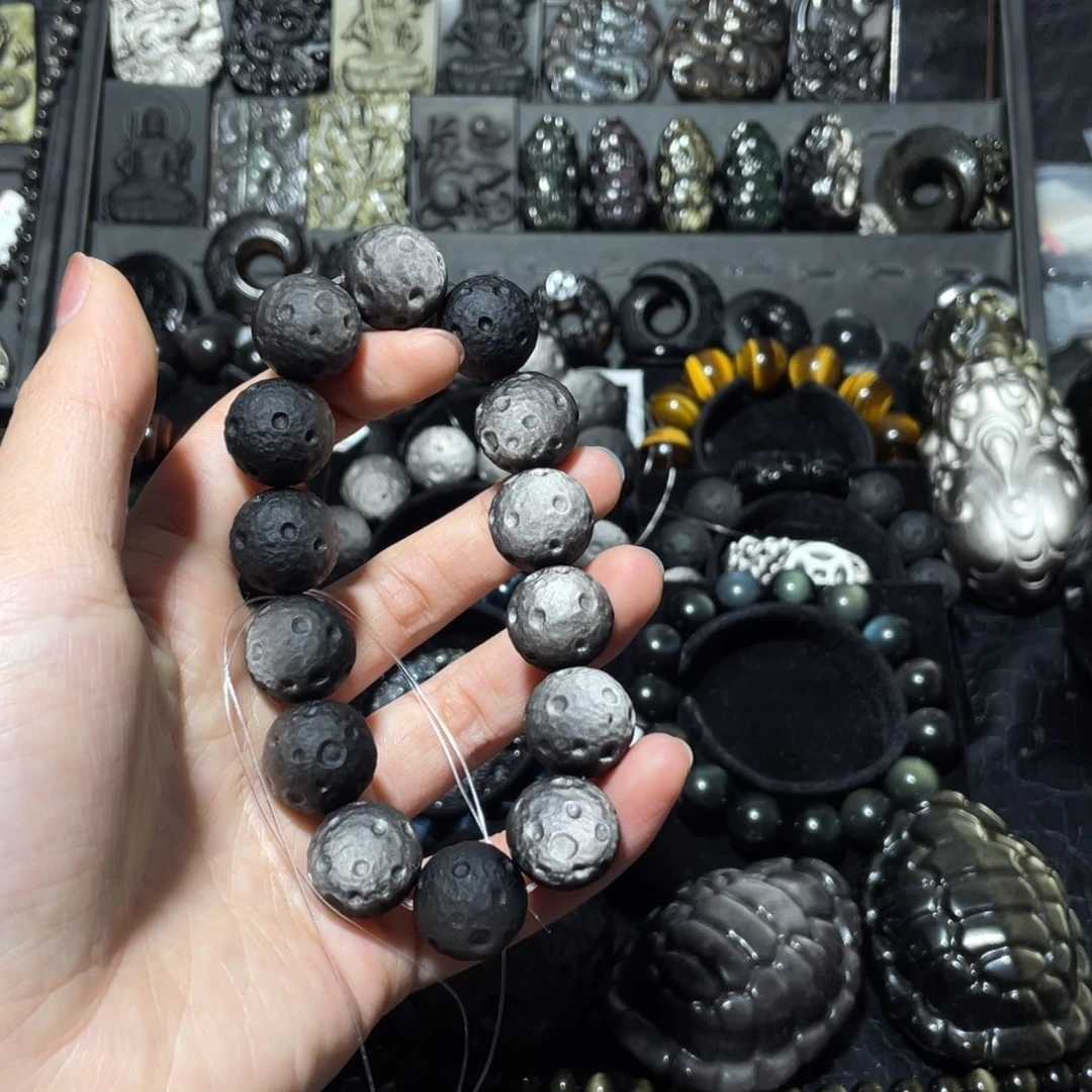 金***白黑曜岩未镶嵌珠宝奇石