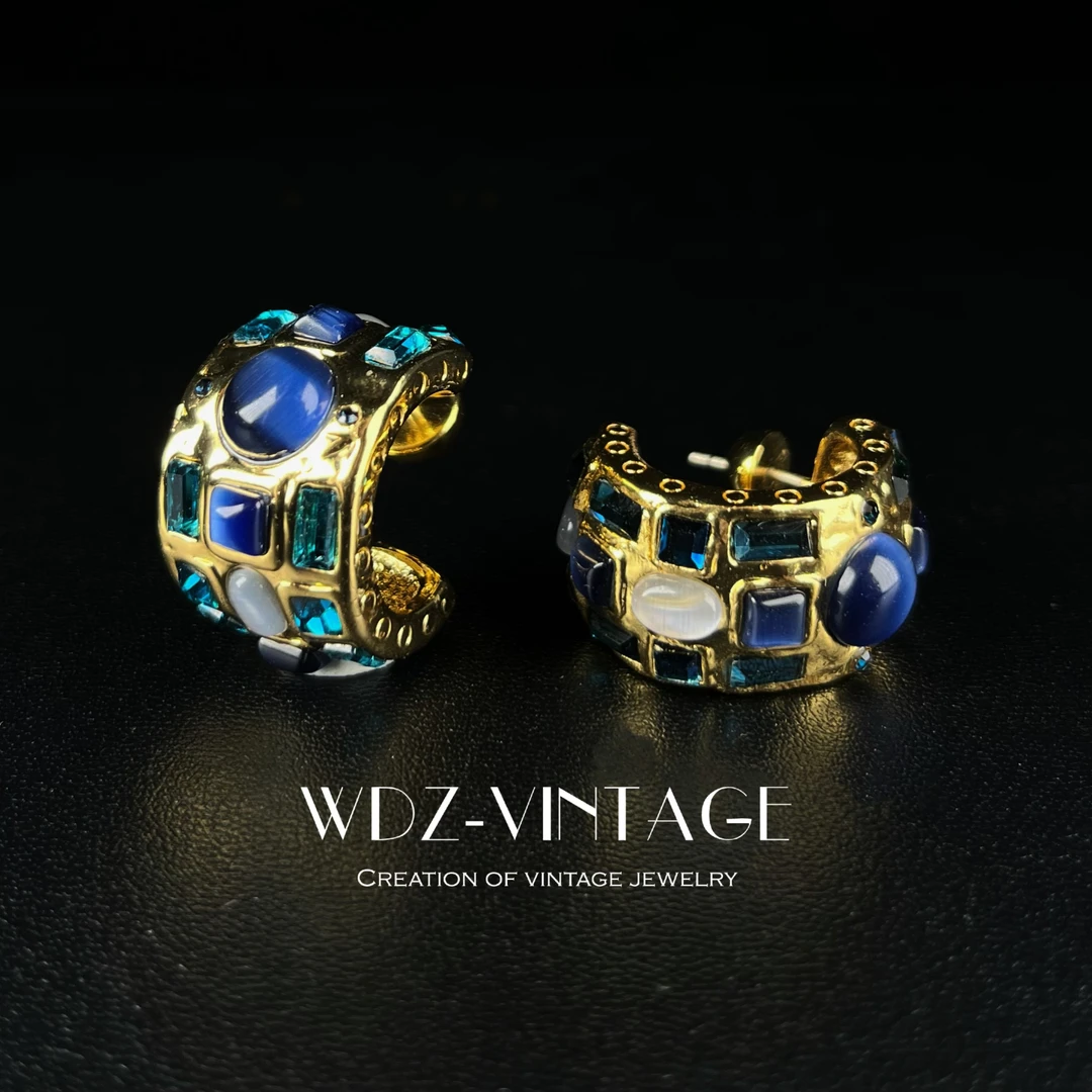 铜合金耳饰 明月-中古vintage复古首饰饰品耳饰气质轻奢优雅时尚