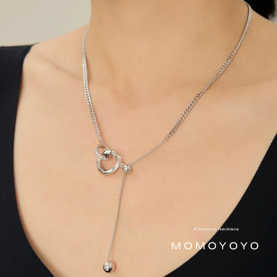 【双环】环扣项链饰品项链A150X