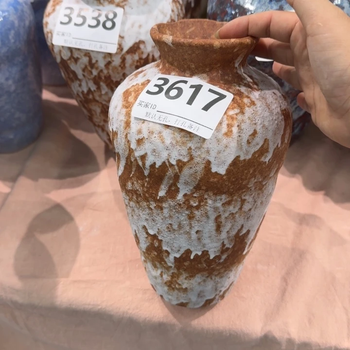 瓷片景德镇高温花器编码3617高23口5默认无孔