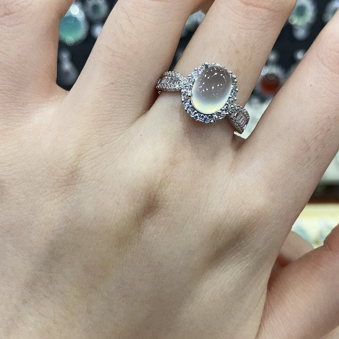 蛇纹石玉银S925镶嵌戒指