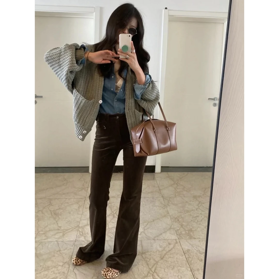 淡人松弛感街头酷飒穿搭巨好看针织减龄开衫外套上衣裤子套装女装