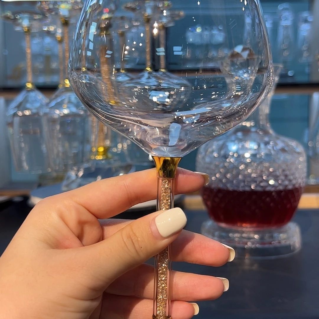 水晶玻璃手柄款4个大肚杯6个分酒器