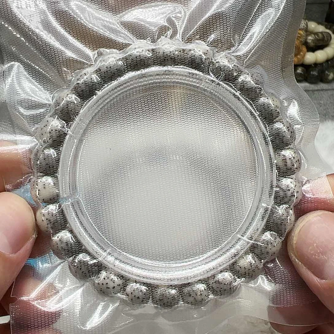 白玉菩提手串120尽头卡姿兰大眼睛黑灰星月菩提单圈0.9