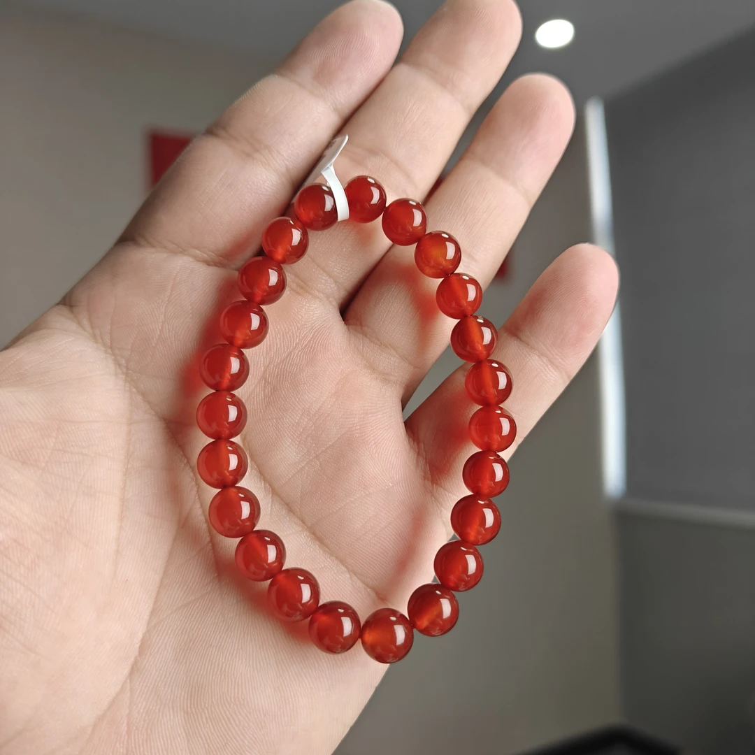 约8mm红玛瑙圆珠单圈手串