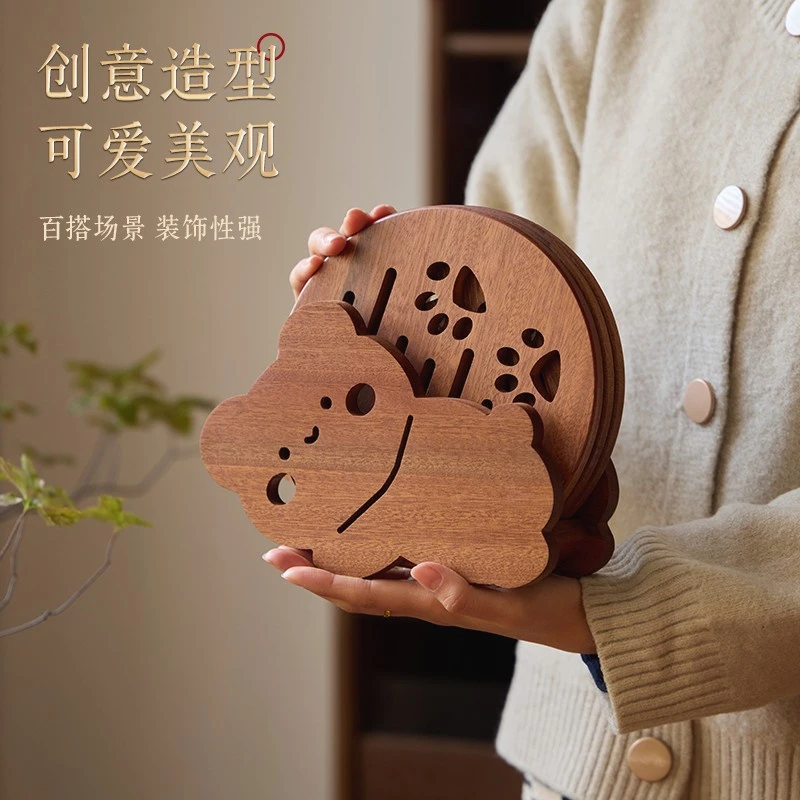 新款乌檀木隔热垫桌垫隔热垫餐桌餐垫防烫垫耐高温隔热垫实木锅垫