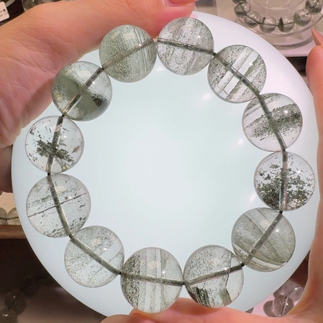 未镶嵌手链水晶赞比亚绿幽灵19.2mm