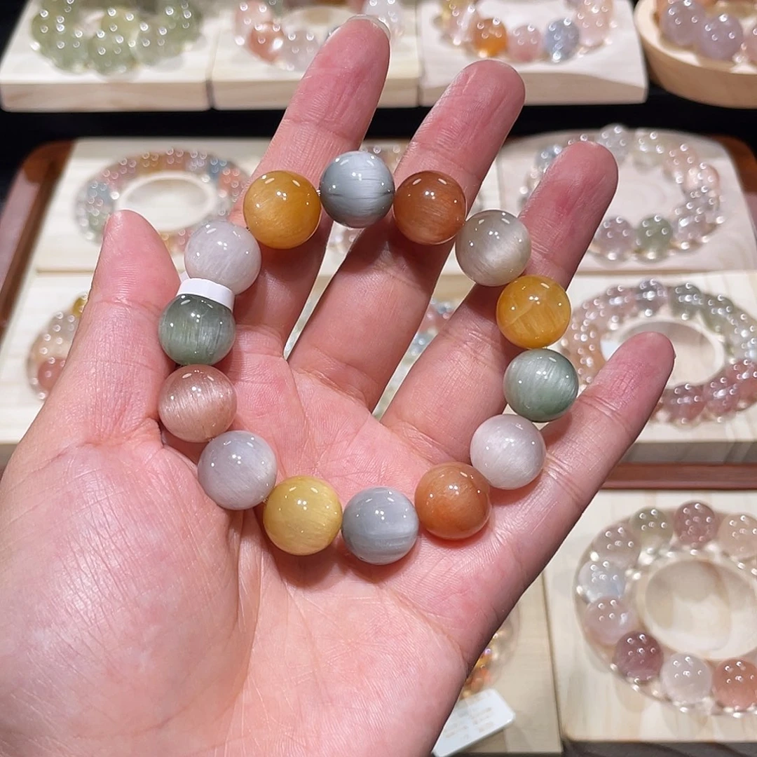 未镶嵌手链水晶兔毛手链，晶体通透