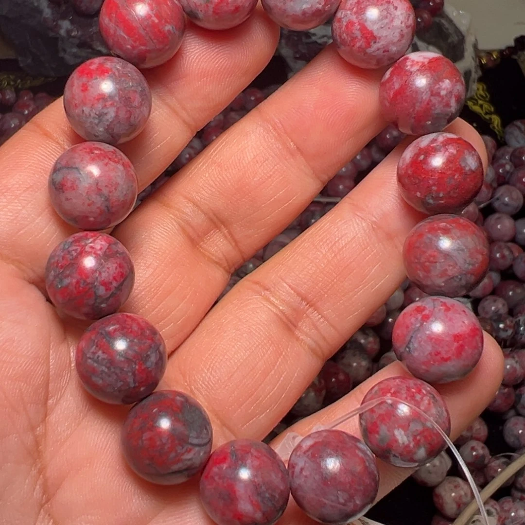 百***润天然辰砂原石手串