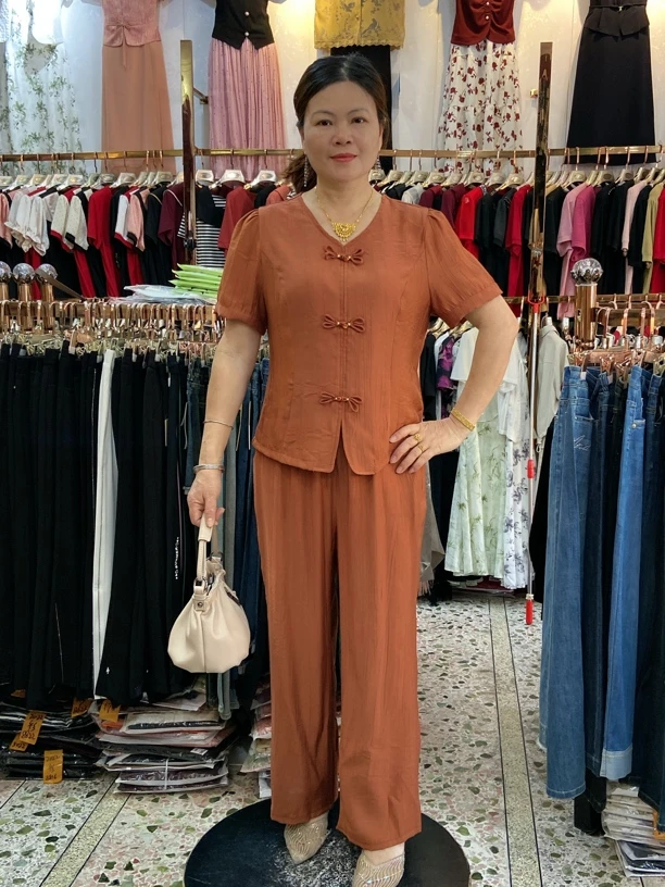 YF！新中式棉麻阔腿裤套装