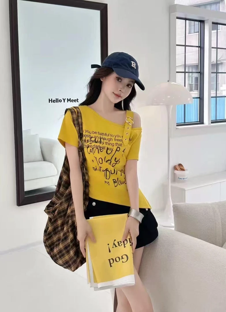 静静严选(亿圆)家高品质显瘦辣妹款T恤上衣15300