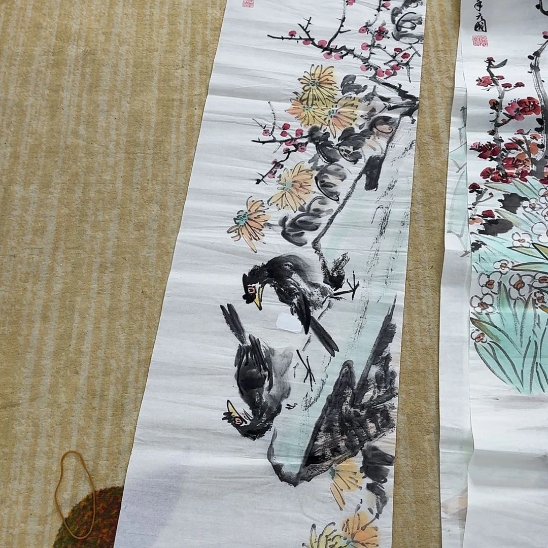 国画四尺对开手绘作品