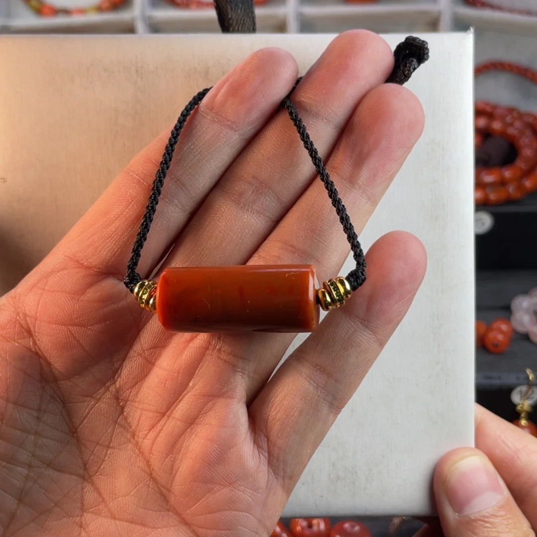 南红玛瑙未镶嵌珠宝奇石天然火焰纹桶珠