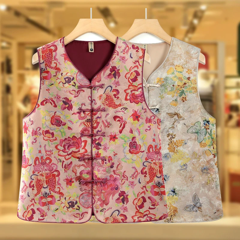 中老年人女装马甲妈妈奶奶夏装薄款老太太上衣服马夹红色背心坎