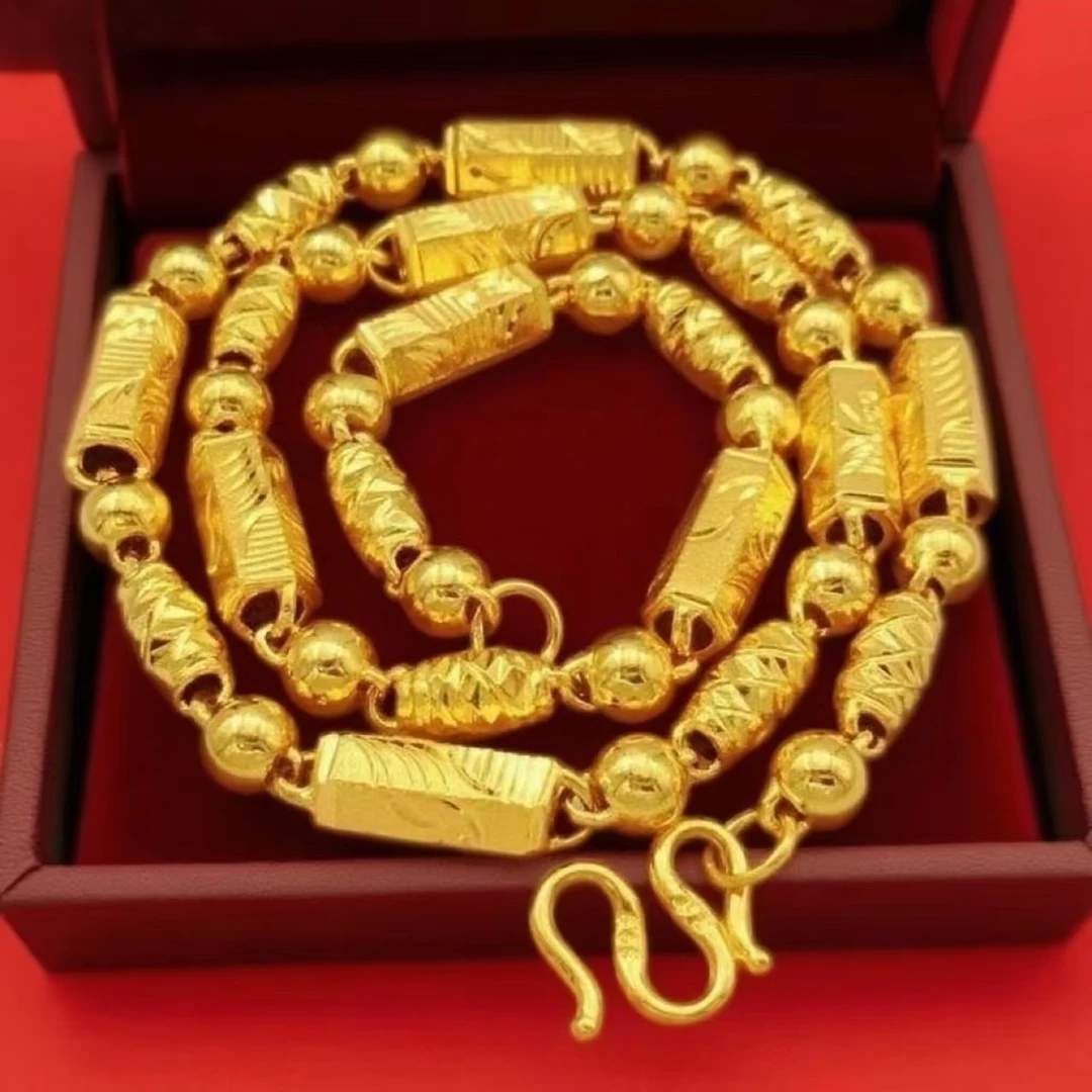 合金项链 男士金色竹节项链男气质复古久不掉色霸气老板项链