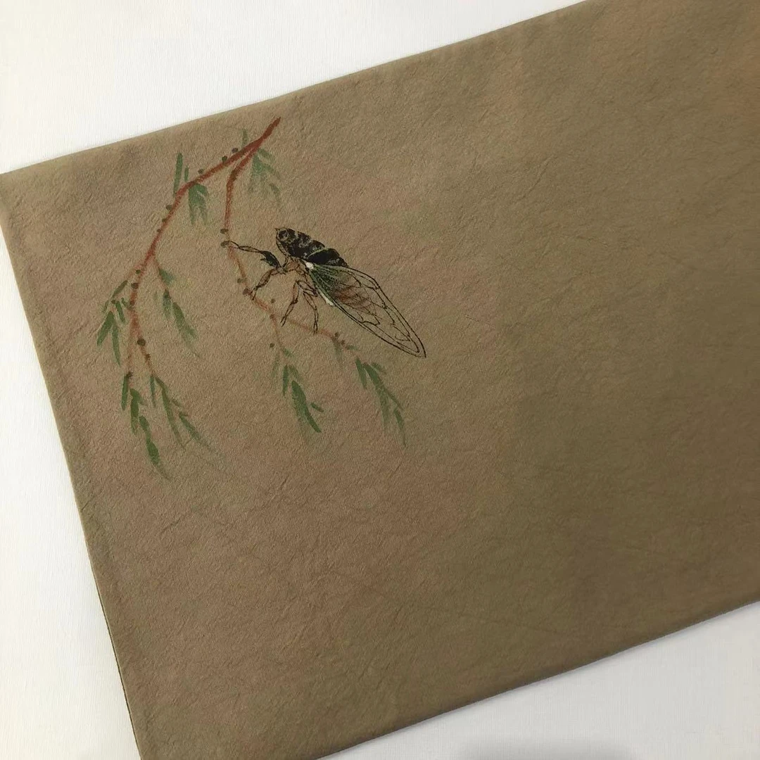 手绘蝉鸣茶席 干泡席 茶道配件