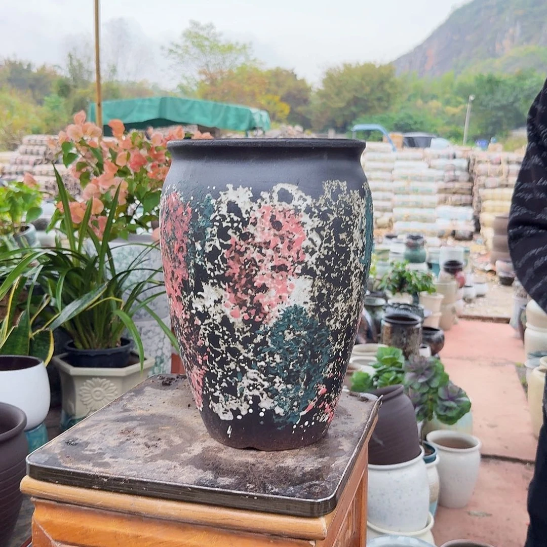 紫砂花盆口20高31（一个黑色姹寂老庄许