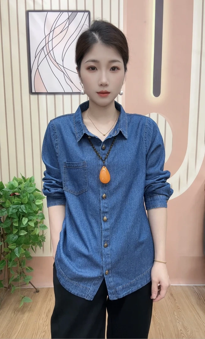 秋季新款纯色牛仔开衫