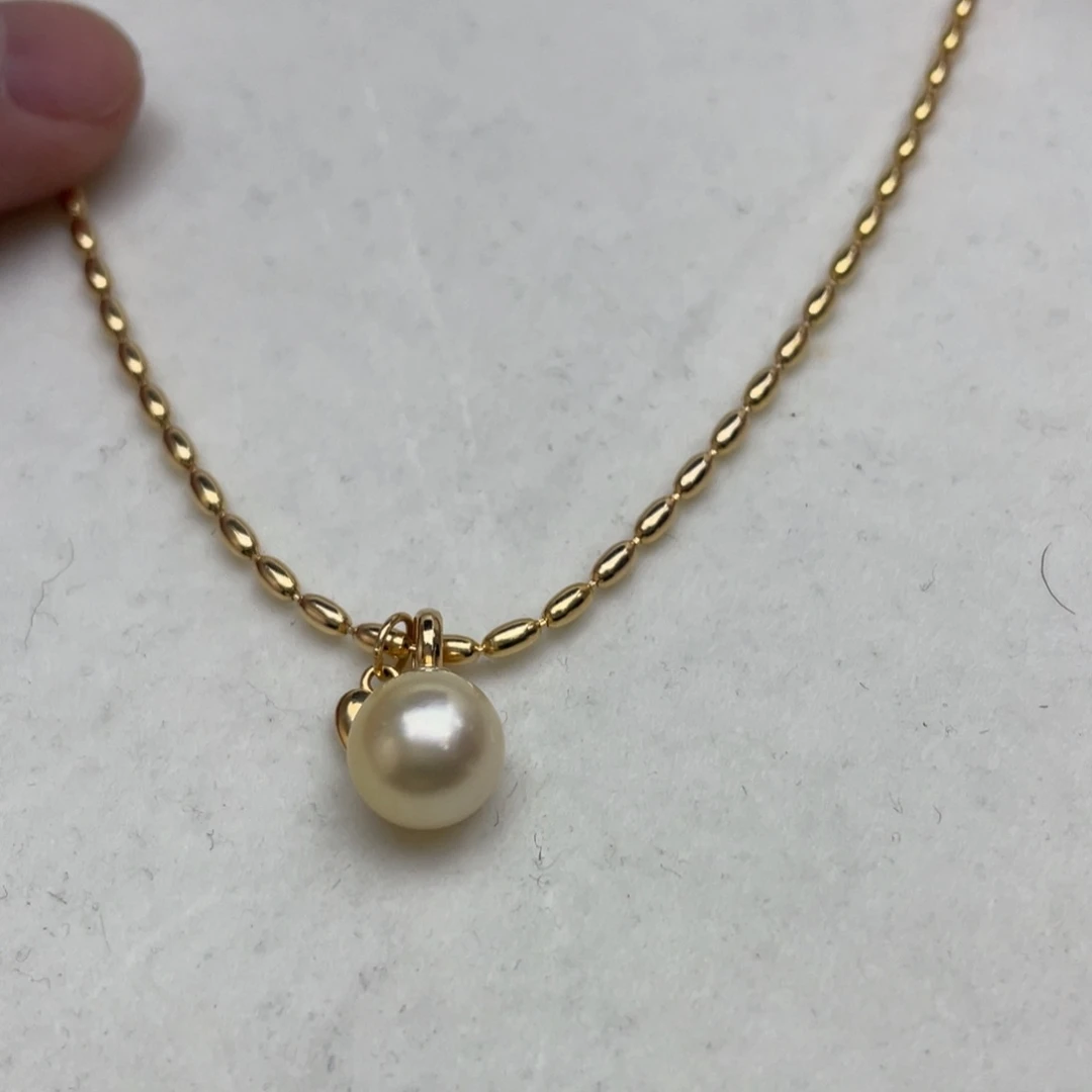 海水珍珠银S925镶嵌项链