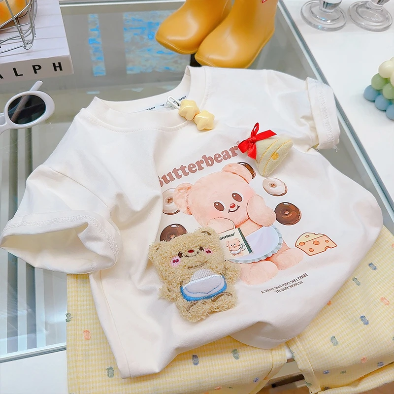 立体玩偶小熊】73-180码小中大童儿童夏季短袖T恤宝宝男童女童上衣