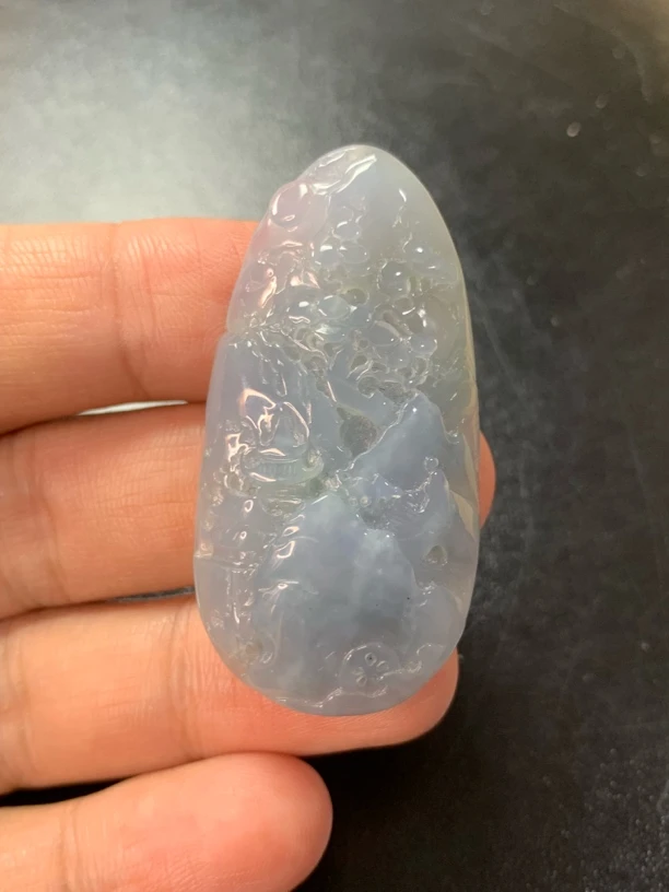 冰紫山水牌吊坠天然翡翠A货尺寸:50*25*8.4