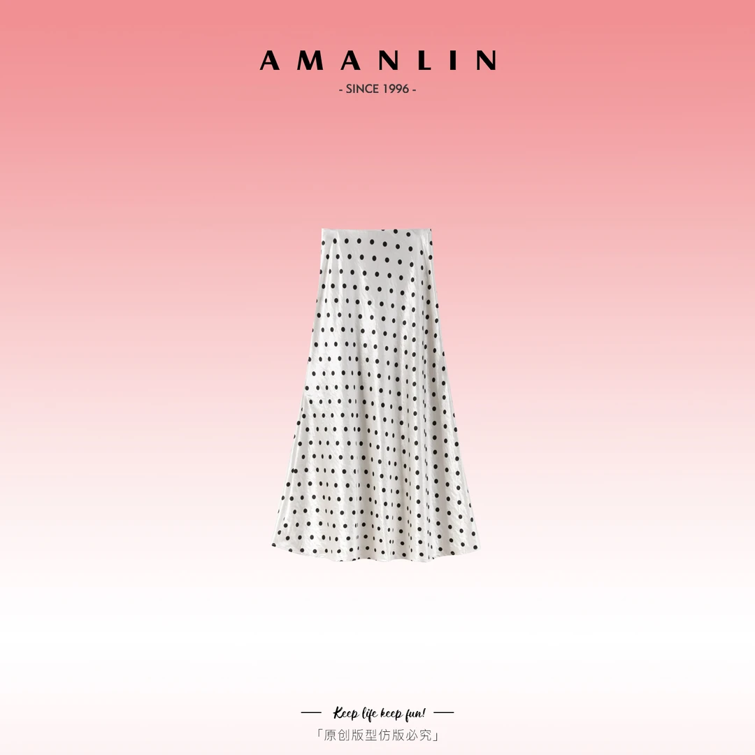AMANLIN/阿谩琳欧若风气质高级感黑色圆点百搭小众半身裙F595810