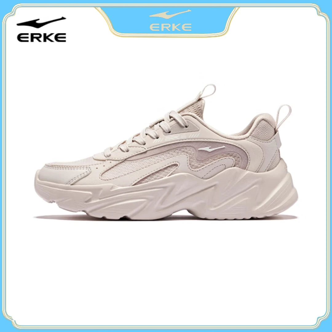 逸界丨鸿星尔克秋冬透气复古运动鞋增高时尚减震网面老爹鞋2372