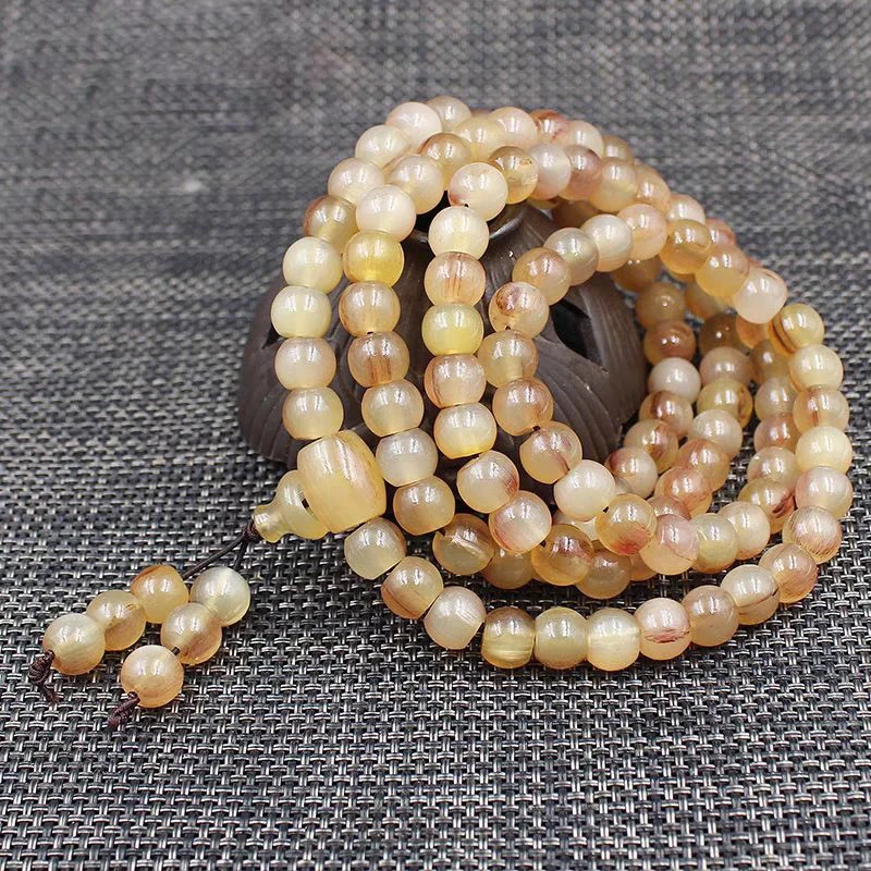 天然羊角斗羊108颗手持佛珠项链名族风搭配毛衣链男女通用高品质