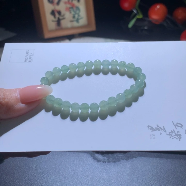 翡翠手链未镶嵌烟雨朦胧珠串卡6