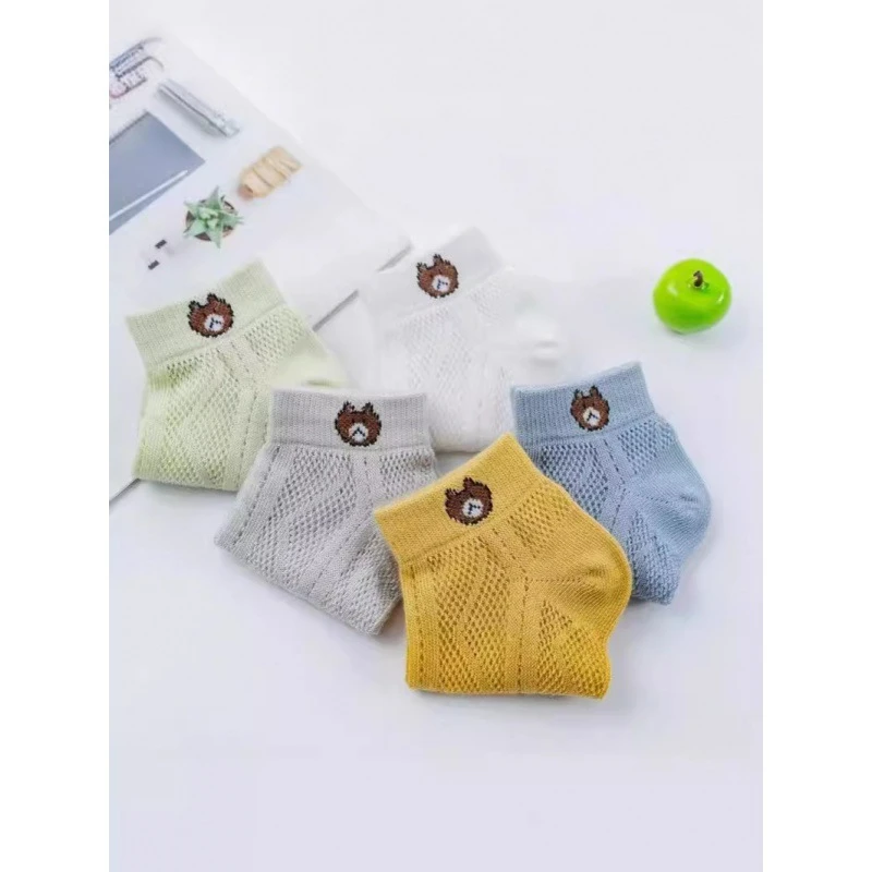 夏季薄款男女孩春夏季薄款卡丝韩版小熊中大童学生儿童短袜