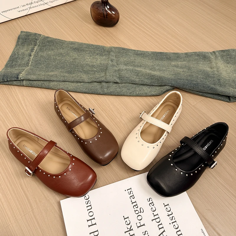 单鞋女2025新款春夏季平底软底淑女时尚百搭一脚蹬浅口瓢鞋奶奶鞋