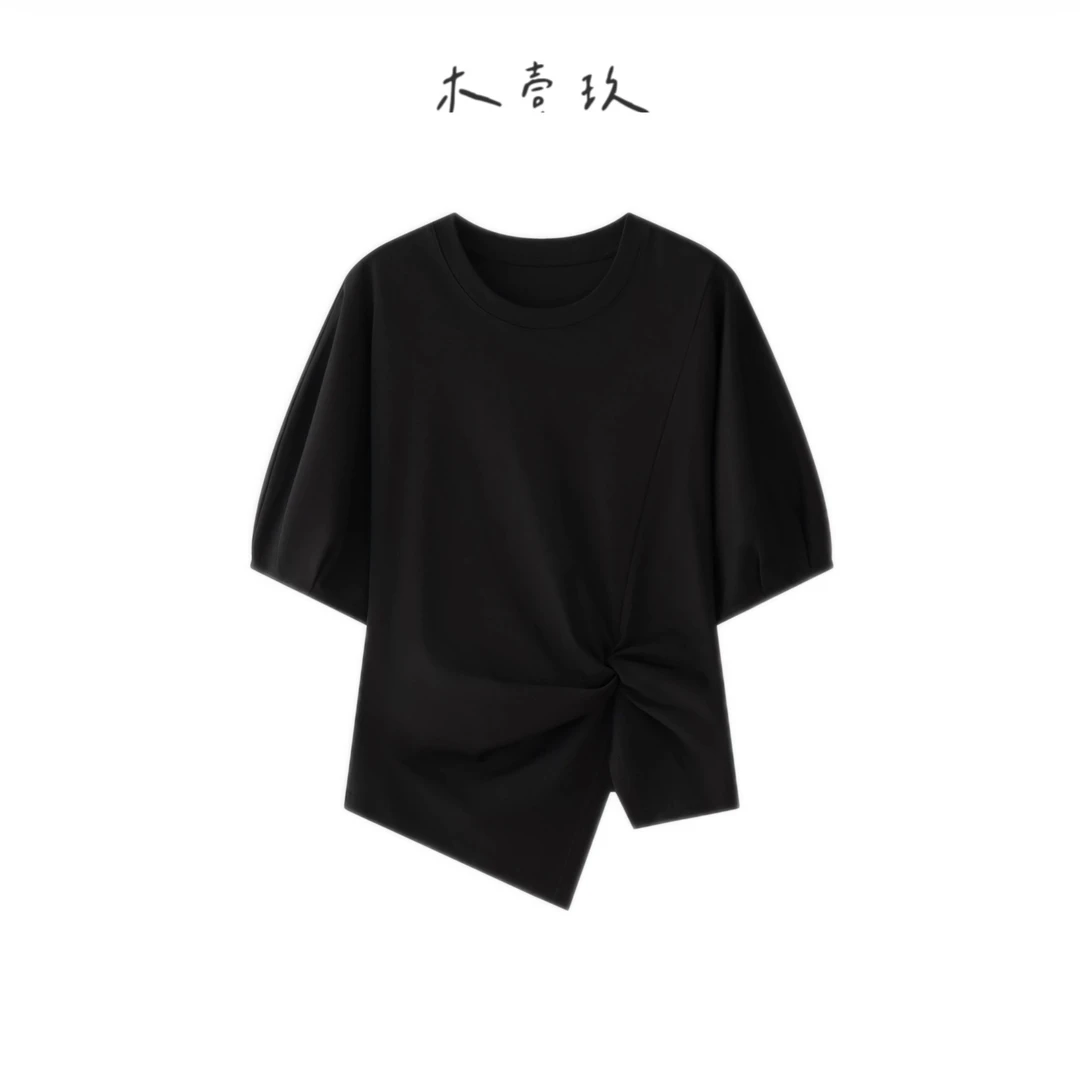 【木壹玖】夏季新款收腰设计款极简T舒适挺宽超显瘦