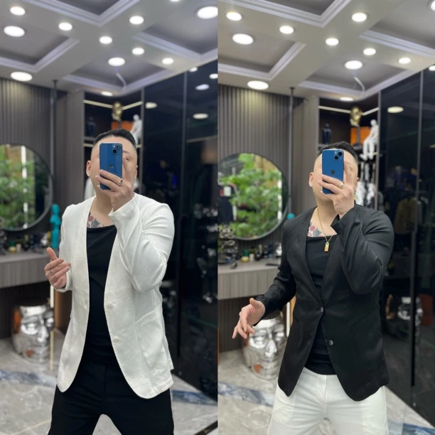SH轻奢时尚高定男士雅痞无领亚麻休闲西服外套1025