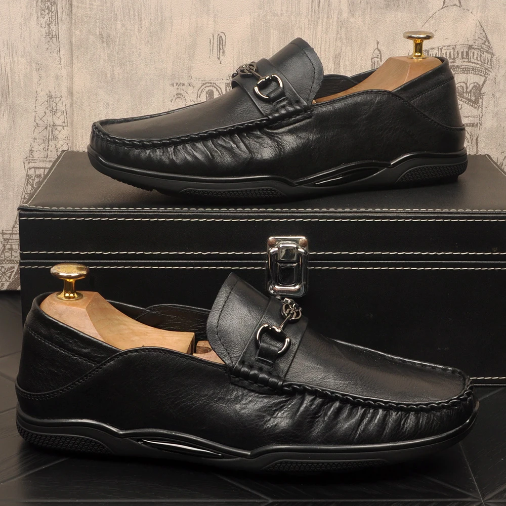 男士真皮头层牛皮休闲套筒豆豆鞋一脚蹬单鞋软底商务休闲懒人皮鞋