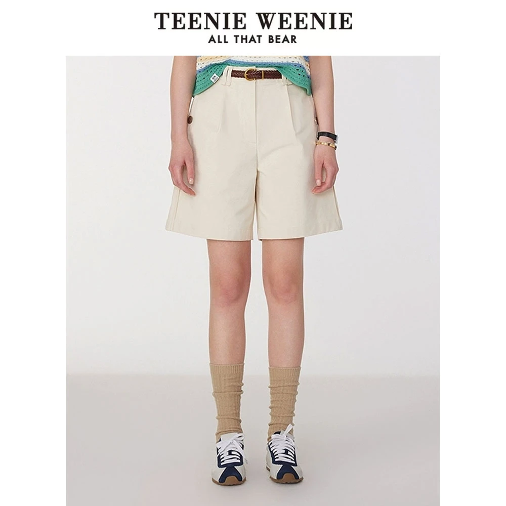 TeenieWeenie小熊女装短裤25夏清新简约气质白色裤子TTTH252501W