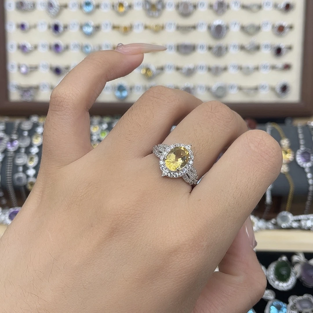 戒指银S925镶嵌黄晶